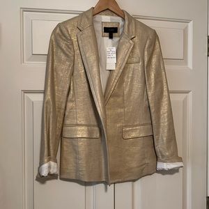 A gold metallic blazer by J.Crew